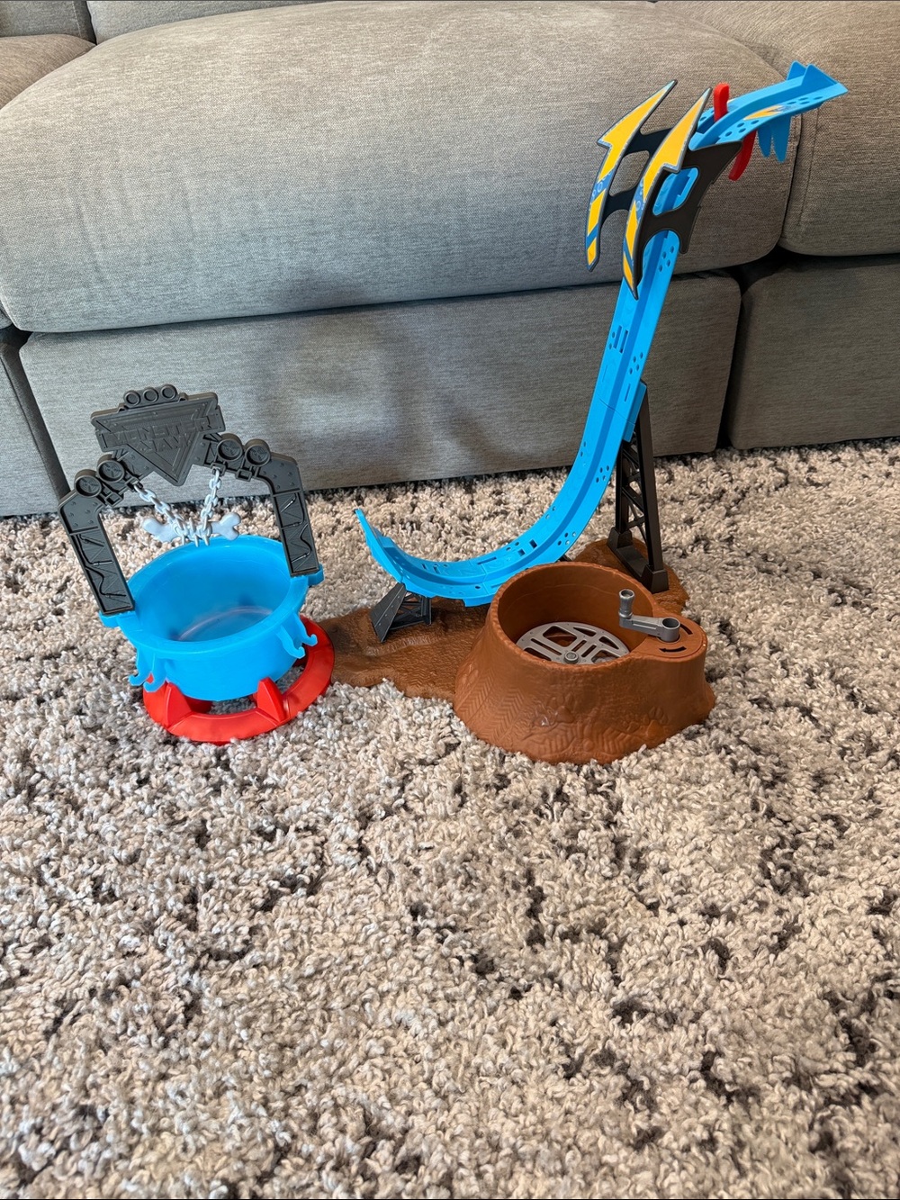 Kids Blue and Brown Stunt Track Playset by